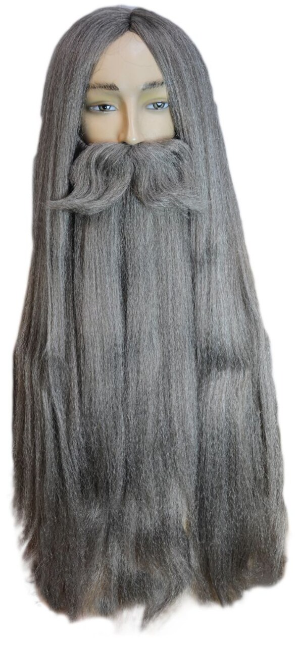 The Costume Center 28" Gray Wizard Men Adult Wig and Beard Set Halloween Costume Accessory - One Size